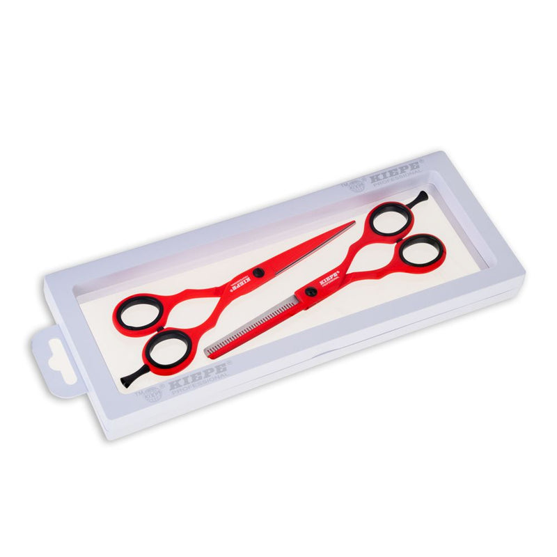 Kiepe Regular 5.5" Scissors And Thinning Scissors - Red Passion