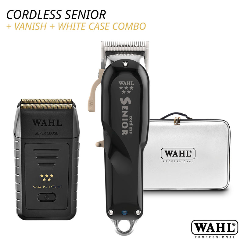 Wahl Cordless Senior + Vanish Shaver + White Case Combo