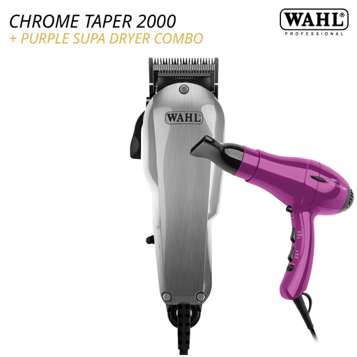 Wahl Chrome Taper 2000 Clipper + Purple Supa Dryer Combo - May Promo!