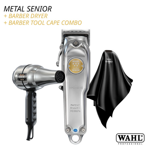 Wahl Metal Senior + Barber Dryer + Barber Tool Cape Combo - May Promo!
