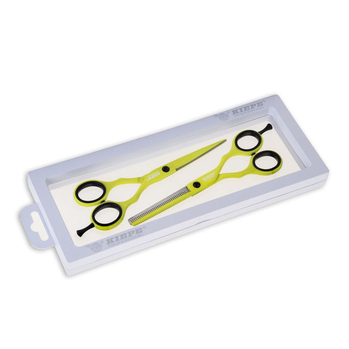 Kiepe Regular 5.5" Scissors And Thinning Scissors - Lime