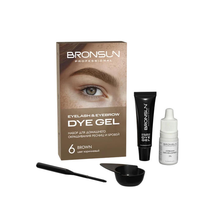 Bronsun Eyelash & Eyebrow Dye Gel Home Kit Brown #6