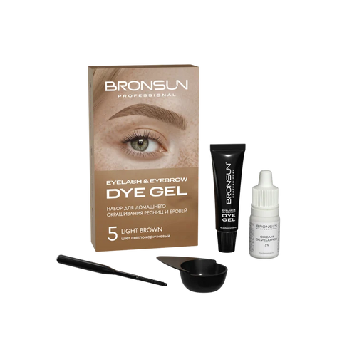 Bronsun Eyelash & Eyebrow Dye Gel Home Kit Light Brown #5