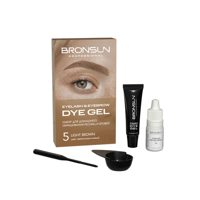 Bronsun Eyelash & Eyebrow Dye Gel Home Kit Light Brown #5