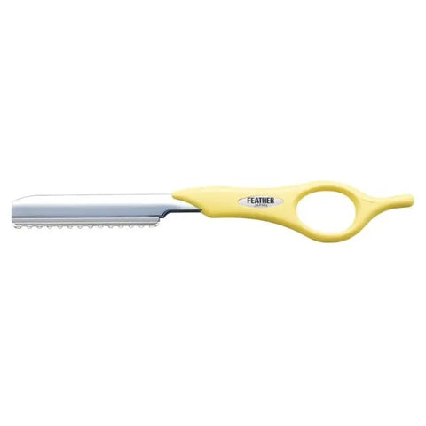 Feather Styling Razor Short Handle - Cream Yellow
