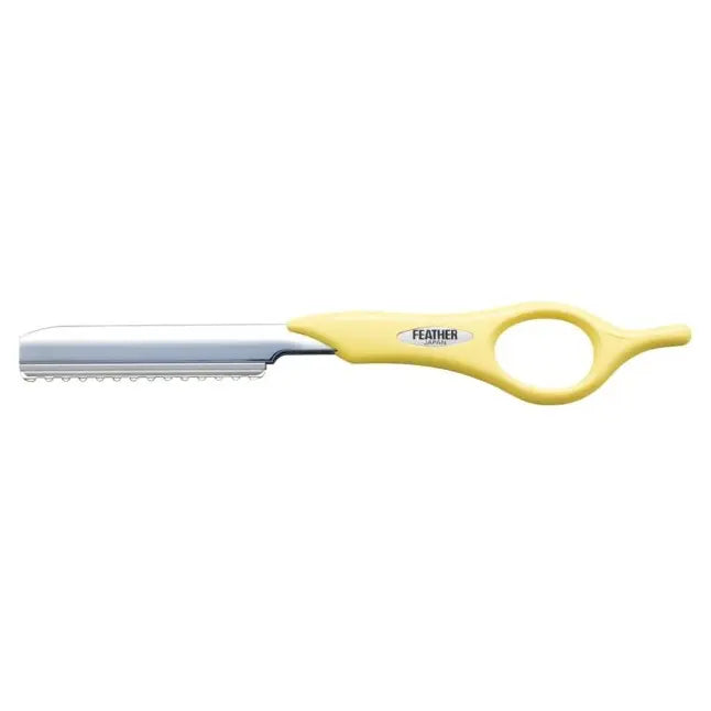 Feather Styling Razor Short Handle - Cream Yellow