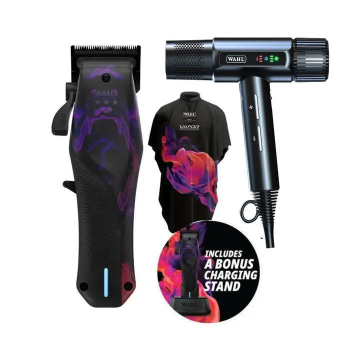 Wahl Professional 5 Star Vapor Cordless Clipper & Black Vanquish Dryer Combo - Limited Edition
