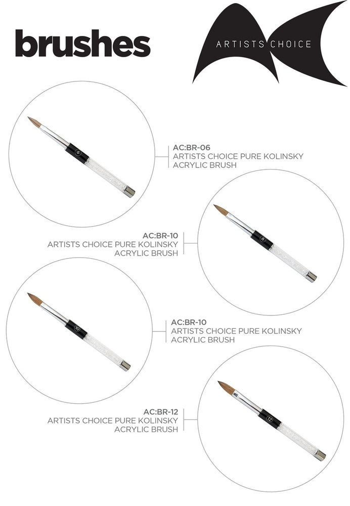 Artists Choice Pure Kolinsky Acrylic Brushes