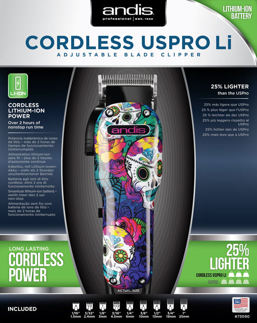 Andis Cordless US Pro Li Clipper - Sugar Skull Design