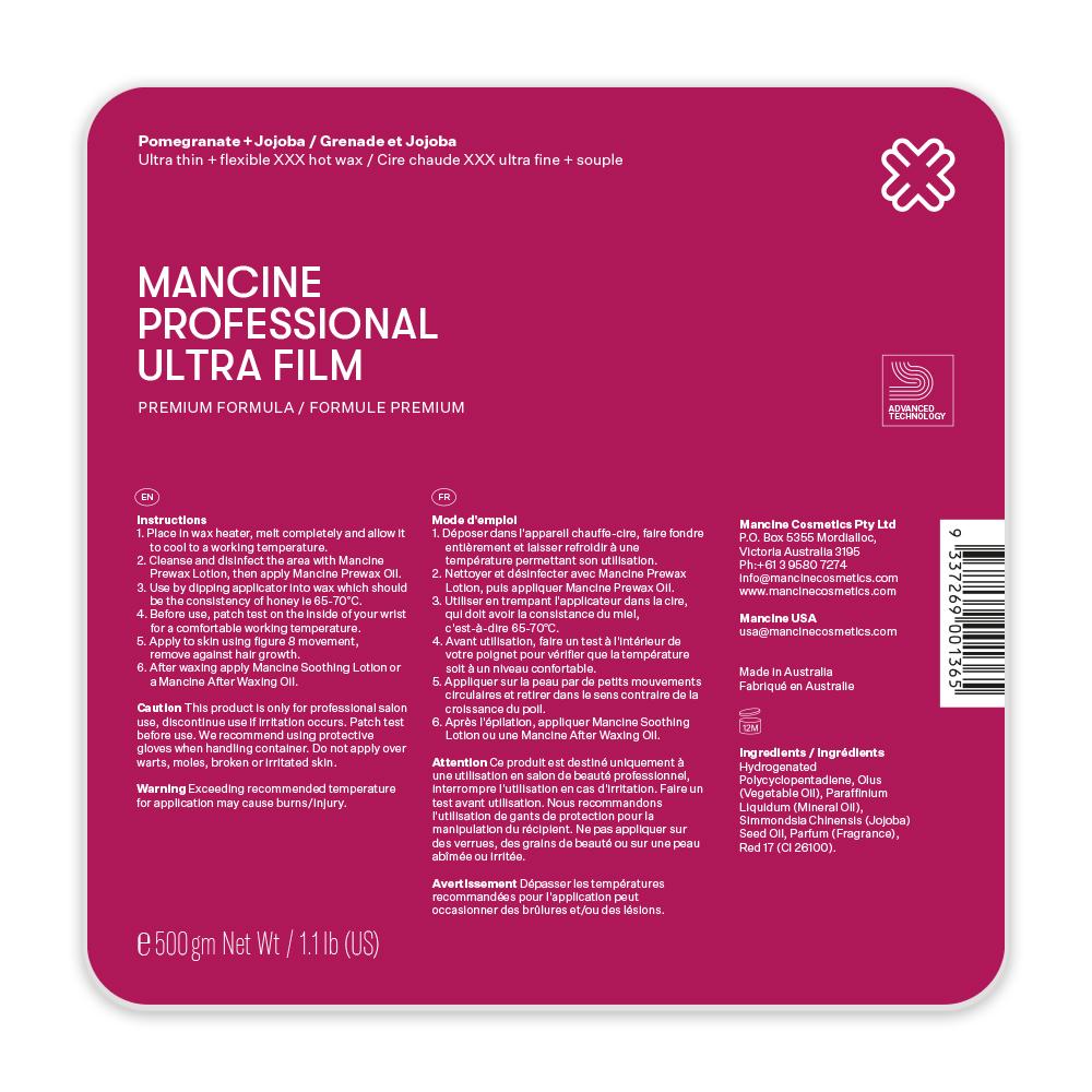 Mancine Ultra Film Pomegranate & Jojoba Hot Wax 500g