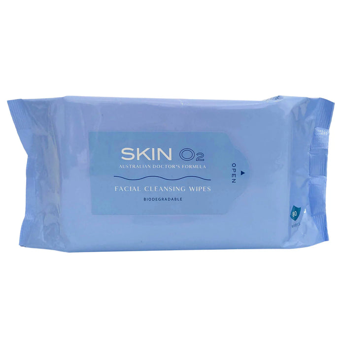 Skin O2 Facial Cleansing Wipes - 80pk